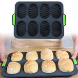 2-Stuks Siliconen Broodvorm Set - Mini-Bakplaten voor Zelfgebakken Brood en Franse Broodjes - Duurzaam, Hittebestendig met Groene Handgrepen