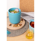 Amuse Life Lunchpot Ontbijtbeker – Ontbijt- en Lunchpot met 2 Compartimenten – 500ml + 150ml – Inclusief Spork en Elastische Band – Handig, Lekvrij en Stijlvol – Blauw – Voor School, Werk en Onderweg