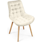 2 Stuks – Eetkamerstoelen – Velvet Fluwelen Stoelen – Gestoffeerde Keukenstoelen – Houten Poten – Comfortabele Zitting – Moderne Stoelenset – Set van 2 – Crème Kleur – Zachte Stof – Eetkamer – Woonkamer – Slaapkamerstoelen