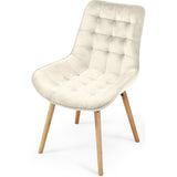 2 Stuks – Eetkamerstoelen – Velvet Fluwelen Stoelen – Gestoffeerde Keukenstoelen – Houten Poten – Comfortabele Zitting – Moderne Stoelenset – Set van 2 – Crème Kleur – Zachte Stof – Eetkamer – Woonkamer – Slaapkamerstoelen