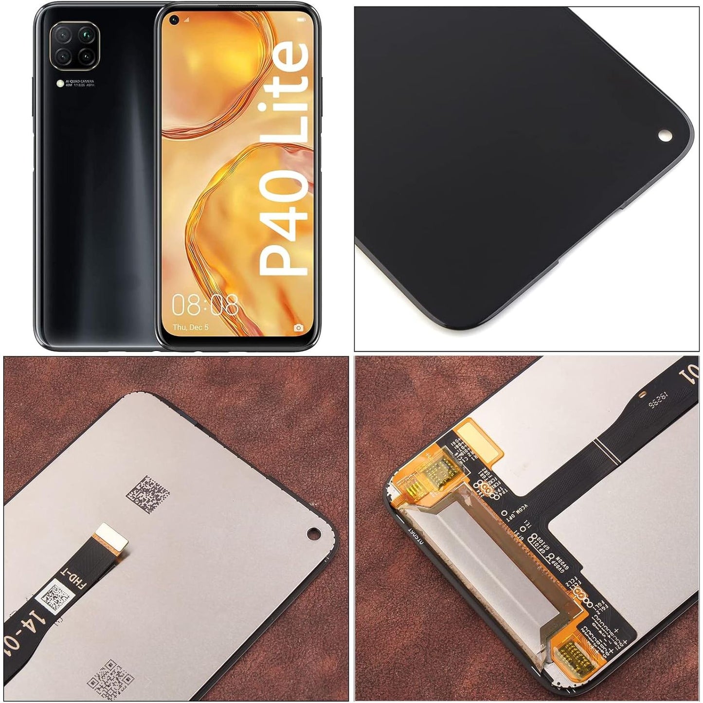 Huawei P40 Lite 4G - 6.4 Inch Vervangend Scherm voor - LCD Scherm met Touchscreen en Glas Montage, Waterbestendig & Glanzend Afwerking