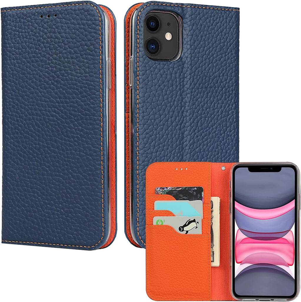 iPhone 11 Mobiele Telefoonhoesje [Echt Leer] – Flip Hoesje voor iPhone 11 met Kaartsleuf – Beschermend Lederen Hoesje voor iPhone 11 – Blauw: Hoogwaardig Echt Lederen Flip Case met Handige Kaartsleuf voor Optimale Bescherming en Stijl voor je iPhone 11