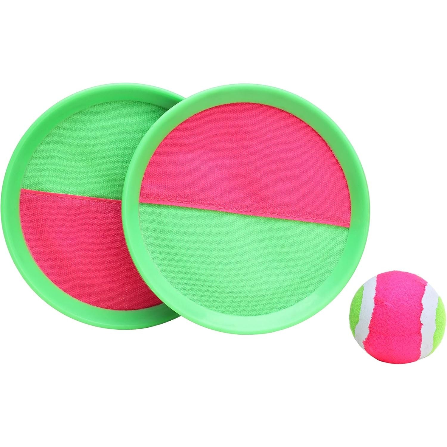 2 Stuks - Vangspel Set voor Kinderen - Toss en Catch Buitenspel met Klittenband - Vangschijven Ø20 cm en Bal - Toss and Catch Ball Set - Willekeurige Kleur Blauw of Groen