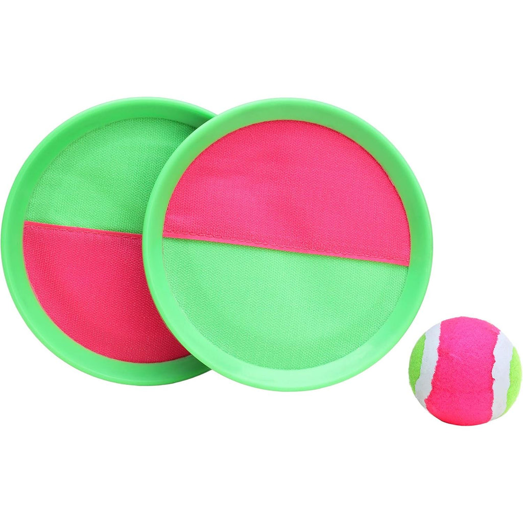 2 Stuks - Vangspel Set voor Kinderen - Toss en Catch Buitenspel met Klittenband - Vangschijven Ø20 cm en Bal - Toss and Catch Ball Set - Willekeurige Kleur Blauw of Groen