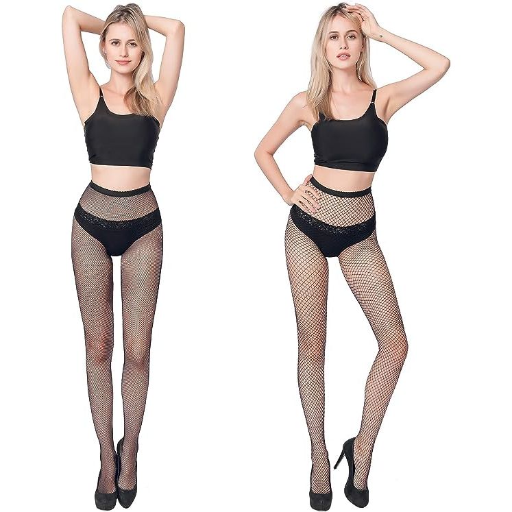 4 Delig - Sierlijke High Waist Fishnet Panty's - Verleidelijk en Comfortabel - Set van 4 paar - Zwart