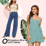 Dobreva - Dames Strapless Push-Up Bh – Bandeau Bh – Met Beugel – Kant Voorzijde – Ademend Mesh Zijkanten – Inclusief Afneembare Transparante Bandjes – Maat 75B