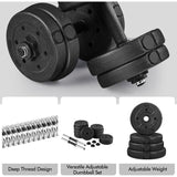 Verstelbare Dumbbell Set - 15kg - Thuis Fitness - Met 4 Spinlock Sluitingen - Inclusief 2 Dumbbell Bars - Kunststof &amp; Cement Gewichten - Voor Vrouwen &amp; Mannen