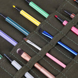 School Pennenzak - 30 Gaten Penseel, Kantoorbenodigdheden Tas Oprolbaar Canvas Penseelhouder Tekenen Pen Aquarel Olieverf Borstel Houder, Ideaal voor het Organiseren en Beschermen van Kunstbenodigdheden