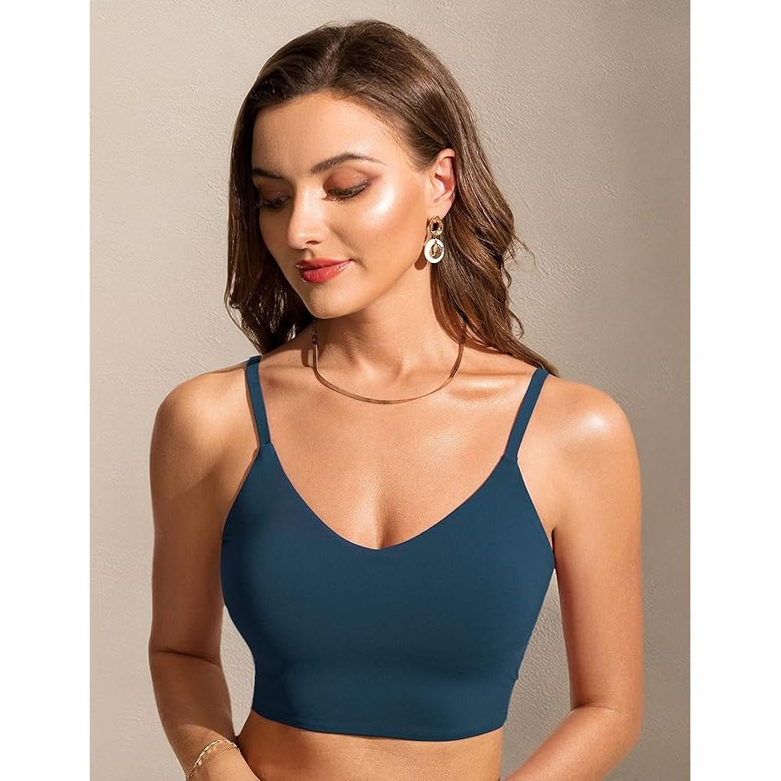 CRZ YOGA - Vrouwen Bikini Top Maat 42 - Verstelbare Spaghetti Riemen - Gewatteerd Badpak - V-Hals - Soepel en Sneldrogend - Voor Zwemmen, Strand en Watersporten