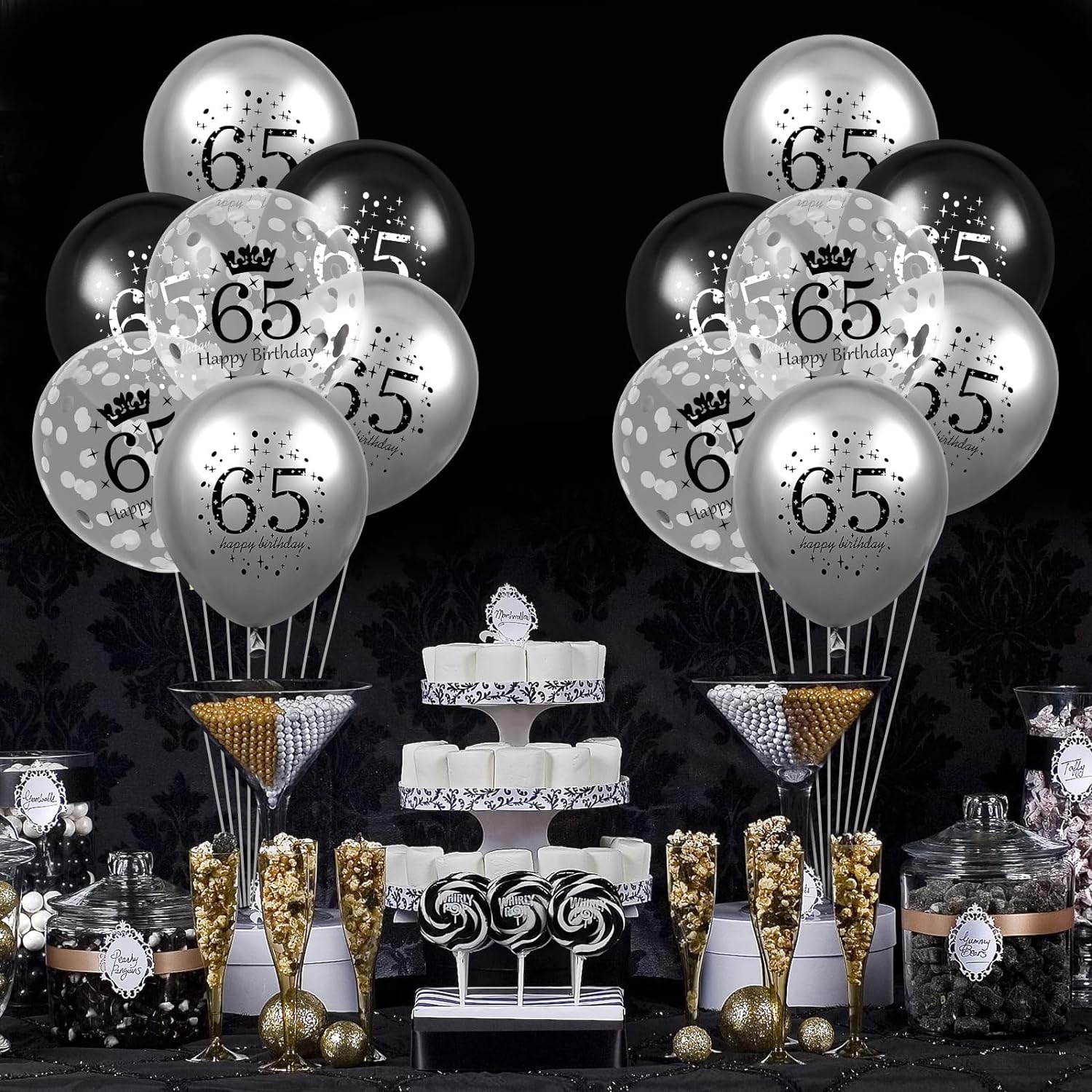 65 Jaar Verjaardag Confetti Ballonnen Set - 30cm - Perfect voor 65ste Verjaardagsfeest Decoraties