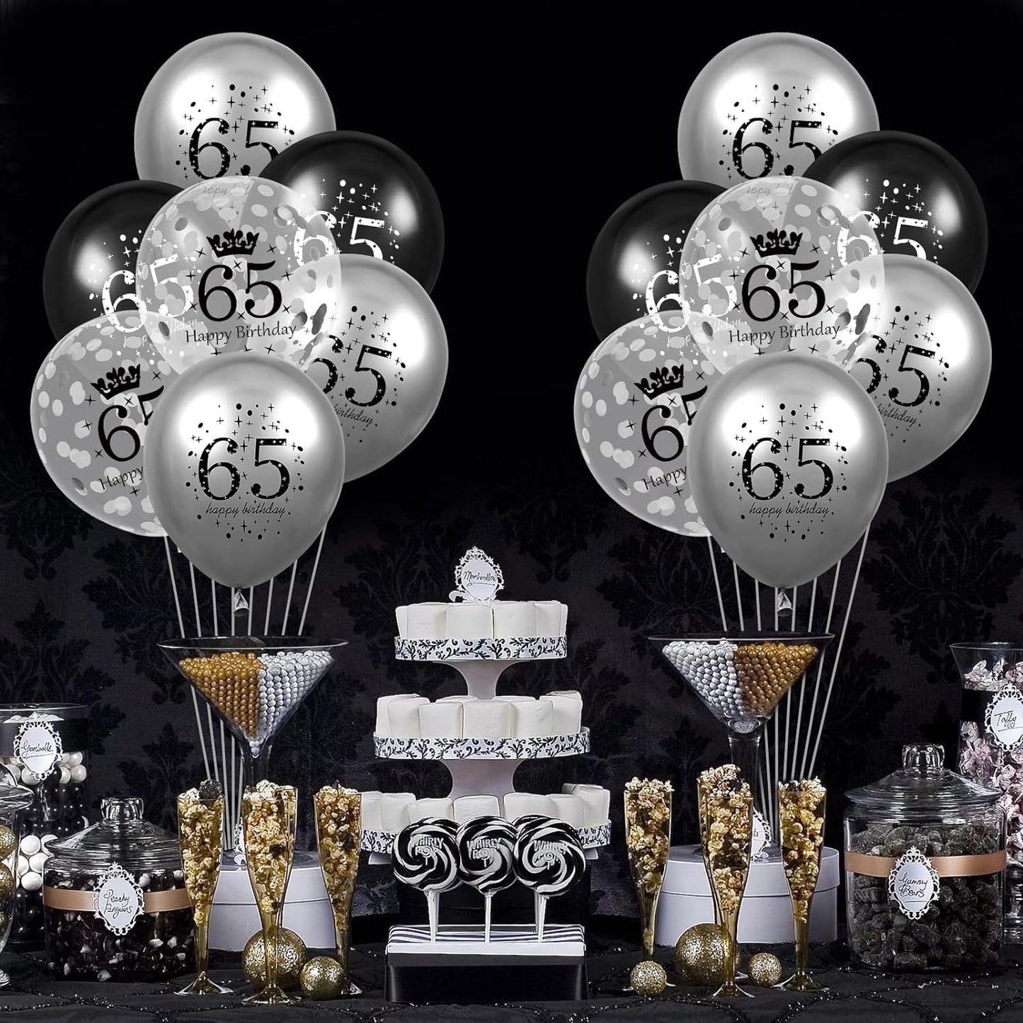 65 Jaar Verjaardag Confetti Ballonnen Set - 30cm - Perfect voor 65ste Verjaardagsfeest Decoraties