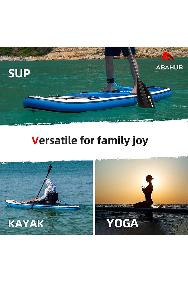 ABAHUB Opblaasbaar SUP Board 320 x 86 x 15 cm – Stand Up Paddleboard met Kajakzitje, Carbon Fiber Dubbele Peddel & Complete Accessoires – Tot 170 kg – Voor Yoga, Toeren & Familie
