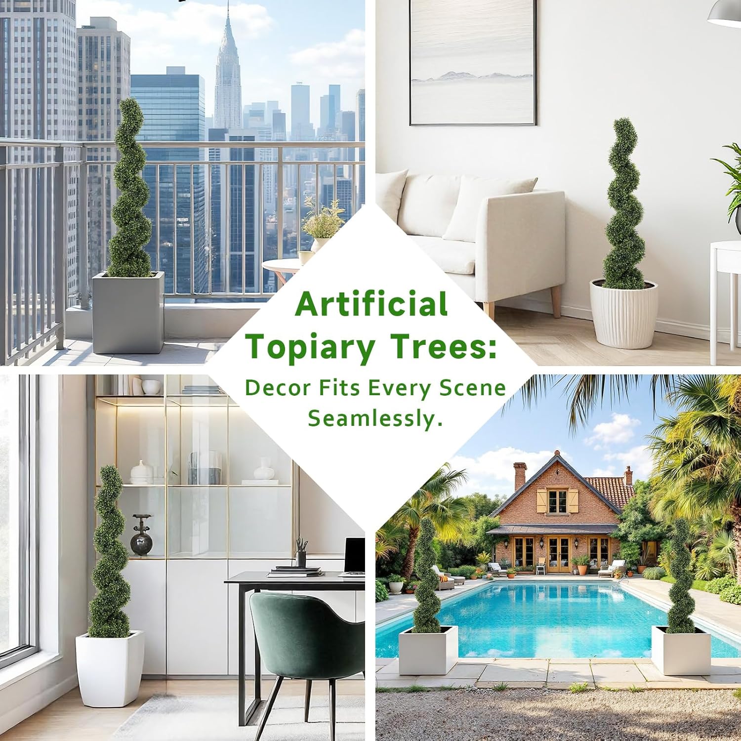 2 Stuks – Kunstplanten Spiraalvorm – 120 cm Nep Buxus Bomen voor Buiten – Kunstmatige Buxus Topiary Set – Twisted Boom voor Tuin Terras Voordeur Balkon – Weerbestendige Decoratieve Buxusplanten – Onderhoudsvrij en UV-Bestendig Groendecor