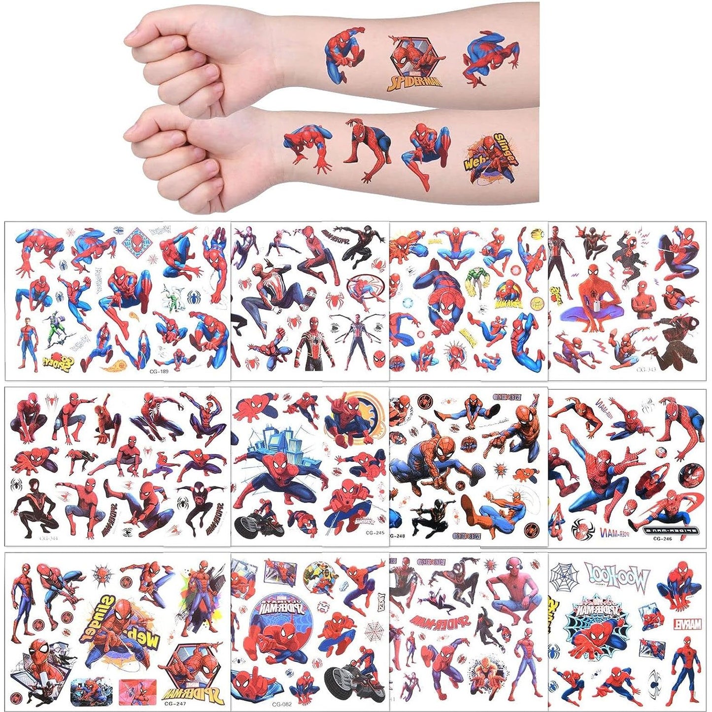 100 Stuks - Waterdichte Cartoon Tijdelijke Tattoos voor Kinderen - Feestelijk Plezier en Creatieve Decoratie - Huidvriendelijk en Verwijderbaar - Set van 5 Vellen (1 Vel = 20 Tattoos)