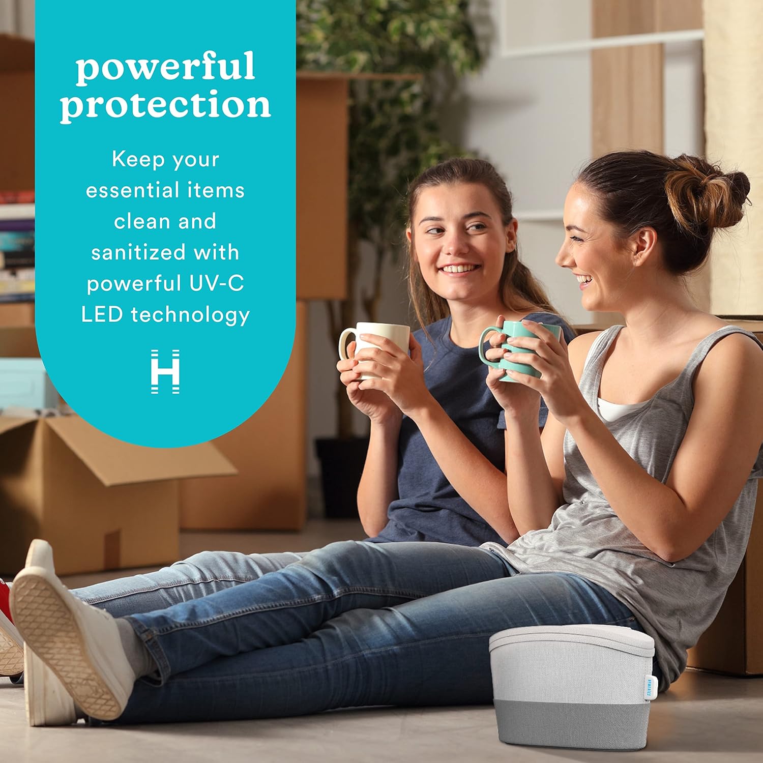 HoMedics UV C reiniger box - Ultrasoonreinigers – draagbare sanitizer met UV C LED – desinfectie box voor telefoon sieraden bril en accessoires – oplaadbare UV sterilizer met 4 LED lampen – compacte reinigingscase voor thuis en reizen
