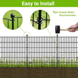 10 Panelen – Decoratief Metalen Tuinhek Zonder Graven – 61 cm Hoog x 6,1 m Lang – Smeedijzeren Tuinafsluiting met Grondpennen – Roestbestendige Dierenafscheiding voor Honden en Konijnen – Tijdelijke Tuinrand en Patio Omheining Zwart
