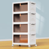 4-Laags - Stapelbare Opbergboxen met Deksel en Wielen - 92 Liter - Kunststof Opbergbakken - Vouwbare Opbergcontainers - Organizer voor Woonkamer - Slaapkamer - Kantoor - Keuken - 39 x 28 x 21 cm per Box