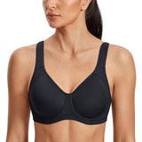 SYROKAN - High Impact Sport-BH - Ondersteunende Sportbeha met Beugel - Kruislingse Rugband - Grote Cupmaat - Voorgevormde Cups - Maat 38DD - Zwart - Sporttop - Ondersteunende BH - Sportbeha Dames