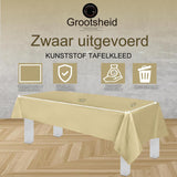 2-Pack Beige Premium Wegwerp Plastic Tafelkleed 137x274cm Rechthoekige Tafelbekleding - Hoogwaardige Eenmalige Plastic Tafelhoes voor Feesten en Evenementen - Duurzaam en Waterbestendig - Gemakkelijk Schoon te Maken