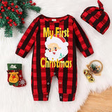 Baby Kerstoutfit - Romper met Hoed - Cartoon Santa Letter Design - Ideaal voor Herfst/Winter - Comfortabel & Stijlvol - Nieuwjaar Xmas Kostuum