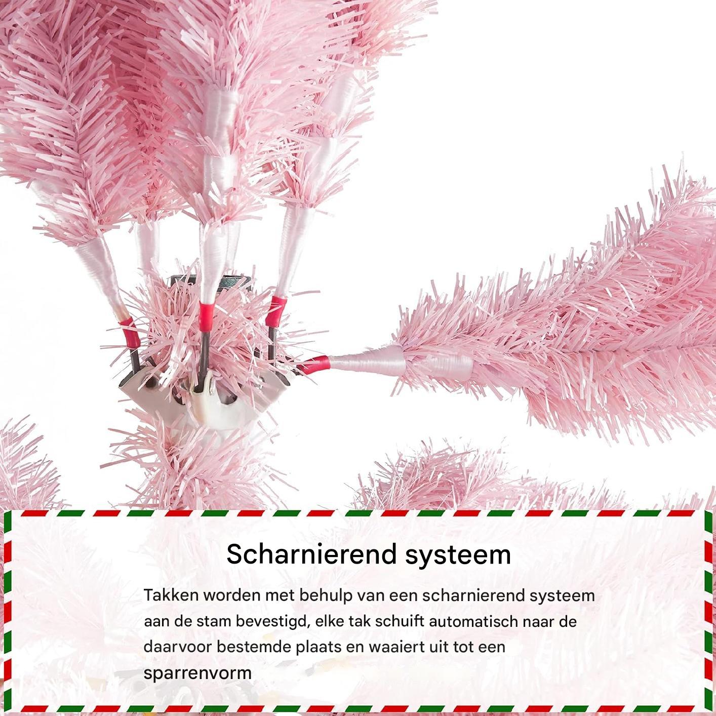 Roze Kunstkerstboom – Indoor & Outdoor Kerstdecoratie – 90cm / 180cm – Inklapbare Standaard – Seizoensgebonden Feestdecoratie