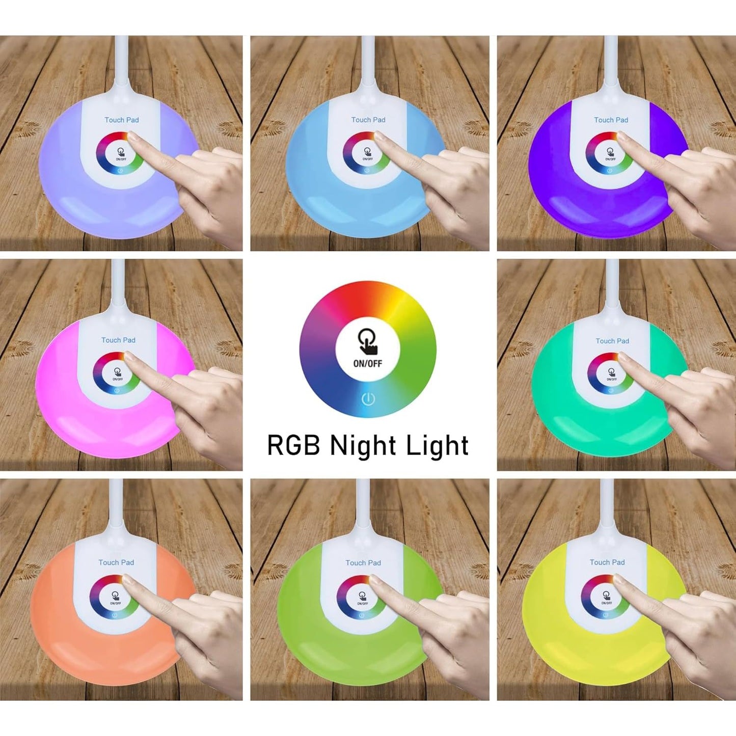 O'goods LED bureaulamp oplaadbaar – RGB nachtlamp met flexibele zwanenhals – 140 lumen dimbare tafellamp – verstelbare dubbele lampkop – USB oplaadpoort bureaulamp – touch bediening – draadloze bureau verlichting
