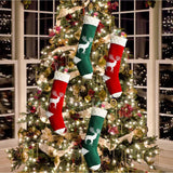 Kerstsokken Gebreide Rendiermotief - Klassieke Stijl met Een Speels Tintje - Hoogwaardige Kwaliteit - 4 Stuks (2 Rood, 2 Groen)