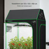 Hydroponics Kweektent 122x61x183cm – Indoor Kweekkast Met Reflecterende Mylar Binnenkant – Lichtdichte Plantentent Met Meerdere Deuren, Dubbele Ventilatiegaten &amp; Vloertray – Metalen Frame – Voor Binnenteelt Van Groenten &amp; Kruiden