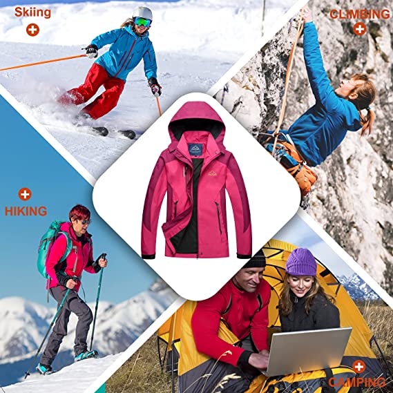 Outdoor - Waterdichte & Winddichte Jas - Trekking Jacket - Perfect voor Wandelen, Klimmen, Trekken - Ademend - Lichtgewicht - Verstelbare Softshell Windbreaker Jas - Dames - Maat S - Roze