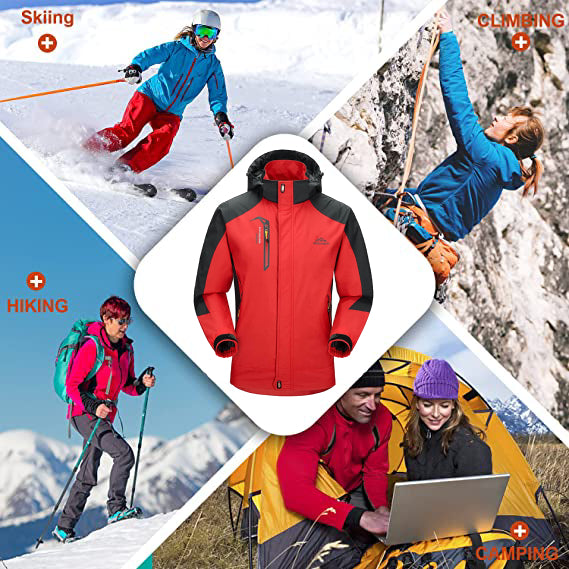 Outdoor - Waterdichte & Winddichte Jas - Trekking Jacket - Perfect voor Wandelen, Klimmen, Trekken - Ademend - Lichtgewicht - Verstelbare Softshell Windbreaker Jas - Unisex - Rood