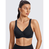 SYROKAN - High Impact Sport-BH - Ondersteunende Sportbeha met Beugel - Kruislingse Rugband - Grote Cupmaat - Voorgevormde Cups - Maat 38DD - Zwart - Sporttop - Ondersteunende BH - Sportbeha Dames