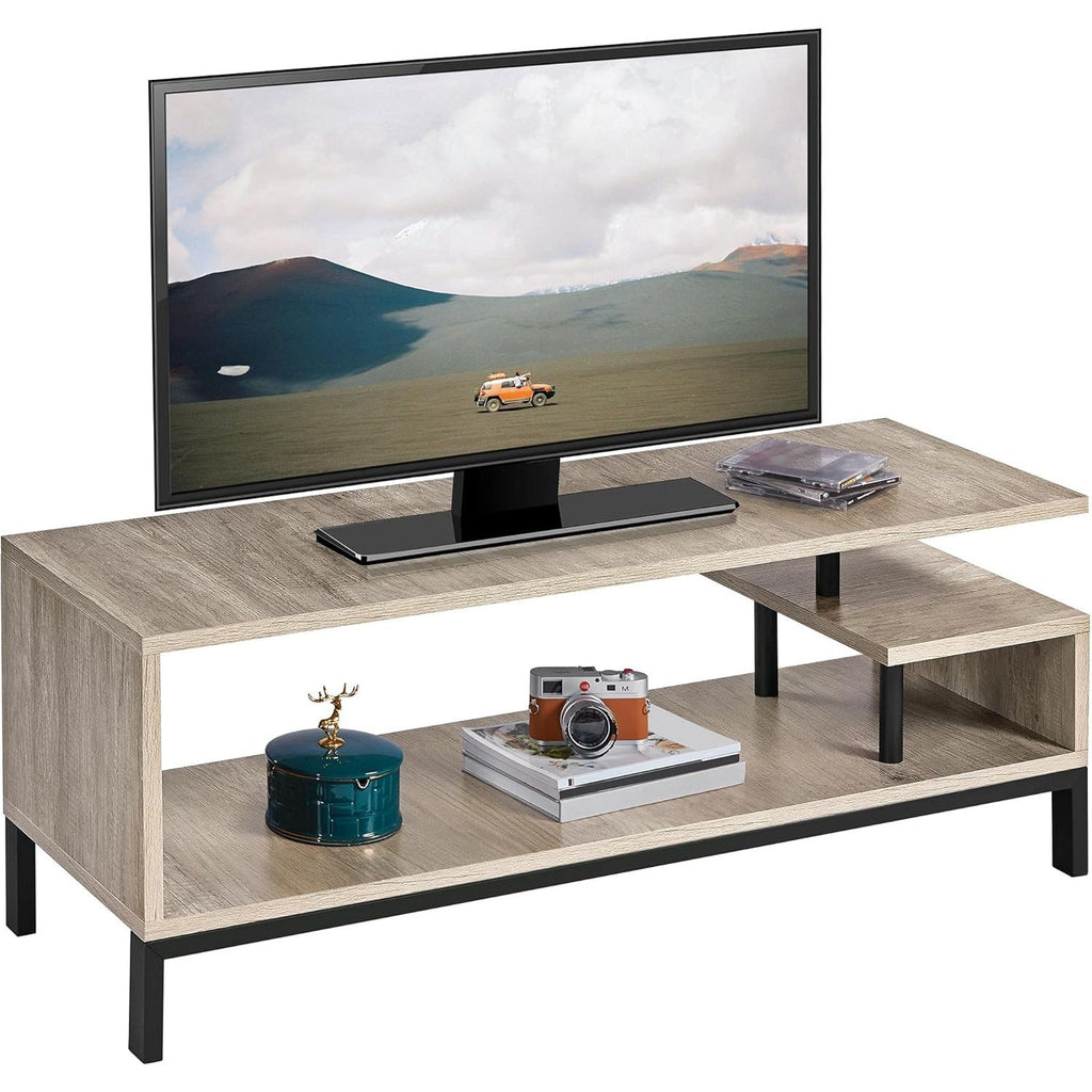 Yaheetech - Industrieel Houten TV-Meubel - 3-Lagen TV-Kast in Grijs - MDF en Metaal - Geschikt voor Woonkamer, Slaapkamer en Eetkamer - 106x39.5x40 cm - Stevige Opbergruimte