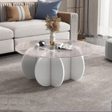 Ronde Salontafel met Glazen Blad en Massief Houten Onderstel - Ø 80 × 40 cm – Moderne Centrale Tafel voor Woonkamer of Terras – Bijzettafel van Gehard Glas