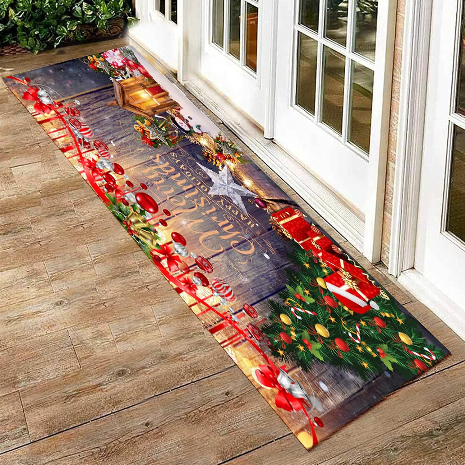 Kerstmat 60x180 cm - 3D Geprinte Antislip Vloermat - Feestelijke Kerstdecoratie voor Woonkamer, Keuken & Badkamer - Duurzaam en Comfortabel