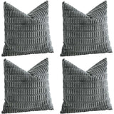 Set van 4 Kussenhoezen - Corduroy - 45 x 45 cm - Zacht en Duurzaam - Verborgen Rits - Decoratief voor Woonkamer, Slaapkamer, Sofa en Meer - Donkergrijs