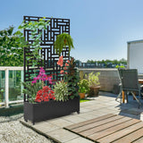 Metalen Plantenbak met Trellis - Verhoogd Tuinbed met Privacy Scherm - Outdoor Plantenbak op Wielen - Geschikt voor Klimplanten - Met Drainagegaten - 180x89x40 cm