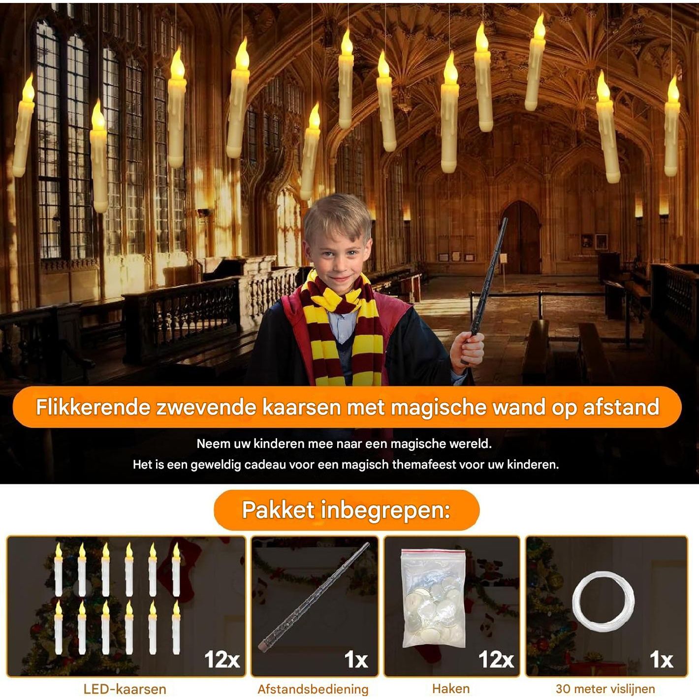 Zwevende LED Kaarsen - 20  Stuks - Met Magische Toverstok Afstandsbediening - Flickerend Warm Licht - Flameloos - Voor Harry Potter Feest, Kerst, Halloween, Bruiloft & Kamerdecoratie