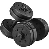Verstelbare Dumbbell Set - 15kg - Thuis Fitness - Met 4 Spinlock Sluitingen - Inclusief 2 Dumbbell Bars - Kunststof &amp; Cement Gewichten - Voor Vrouwen &amp; Mannen