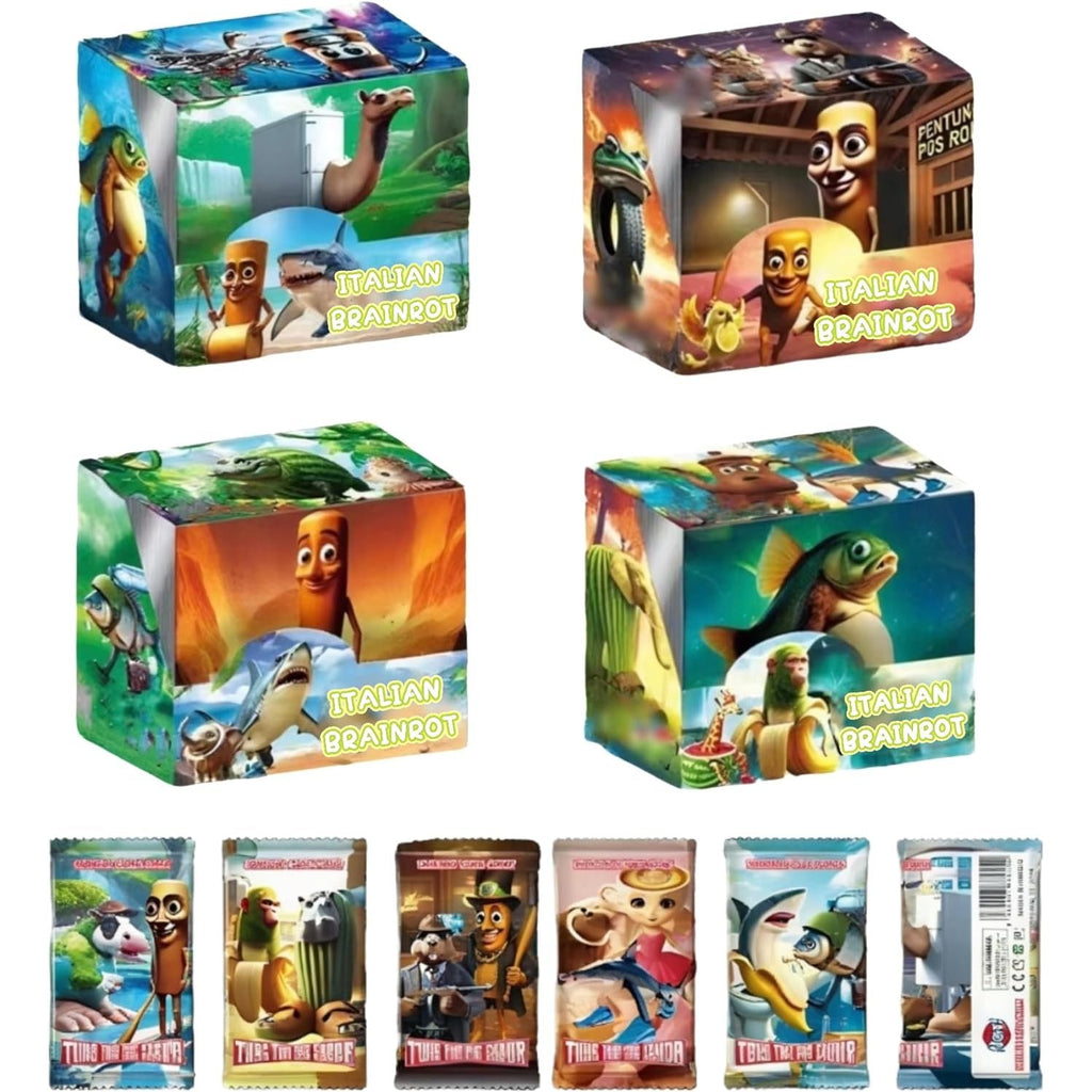 288 Stuks Verzamelskaartenset – Italiaanse Brainrot Kaarten – 36 Blind Packs – Italian Brainrot -  Flash Cards met Goudkaarten – Ruilkaarten Met Battle Statistieken – Absurdistische AI Personages – TikTok Trending Kaarten – Collectible Card Game Box