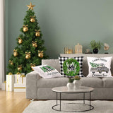 Set van 4 - Kerst Kussenhoes - Zwart Wit Plaid Design - Feestelijke Decoratie - 45 x 45 cm