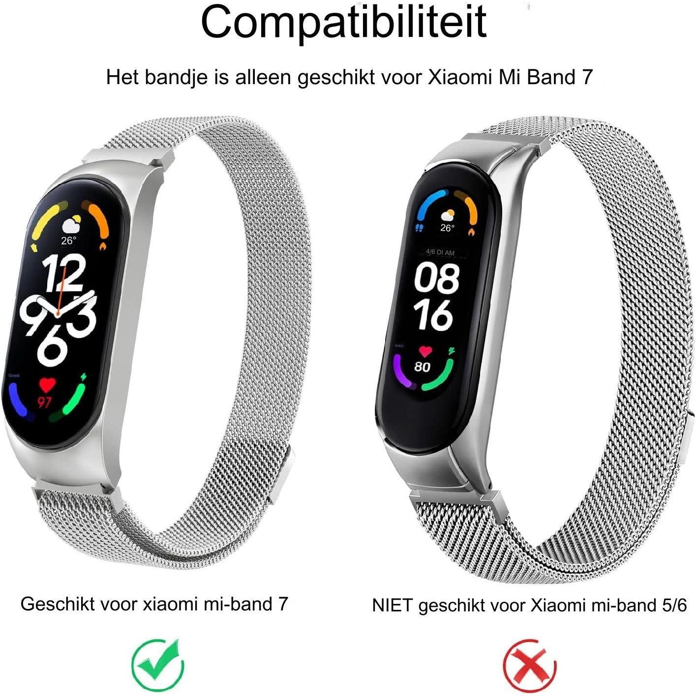 Roestvrij Stalen Band - Vervangingsbandje voor Xiaomi Mi Band 7 - Hoogwaardig Metaal - Duurzaam en Stijlvol - Verstelbare Gesp - Comfortabel en Ademend - Geschikt voor Dagelijks Gebruik - Elegant en Functioneel - Universele Pasvorm