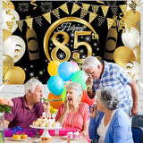 Feestelijke 85ste Verjaardagsdecoratie - Extra Grote Rose Gouden Achtergrondbanner met 'Happy Birthday' Thema, 185 x 110 cm - Ideaal voor Taart/Tafel/Muur/Tuin Decoratie