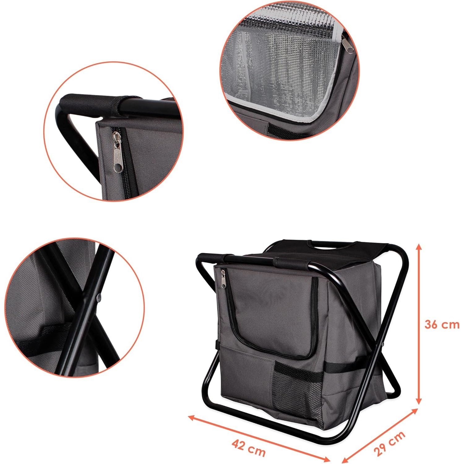 Spetebo Opvouwbare Campingstoel met Geïntegreerde Koeltas - 21L – 2-in-1 Kruk en Koelbox – Lichtgewicht – 21L Isolatievak – Ideaal voor Vissen, Kamperen en Picknicks – 42x36x29 cm