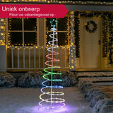 6FT Geanimeerde Spiraalvormige Kerstboom - 135 LED Pre-Lit Multicolor Lichten - Slimme Kerst Yard Decoratie - Voor Binnen/Buiten - Tuinverlichting - 16 Kleuren & 8 Lichtmodi - Inclusief Afstandsbediening en 4 Grondpalen