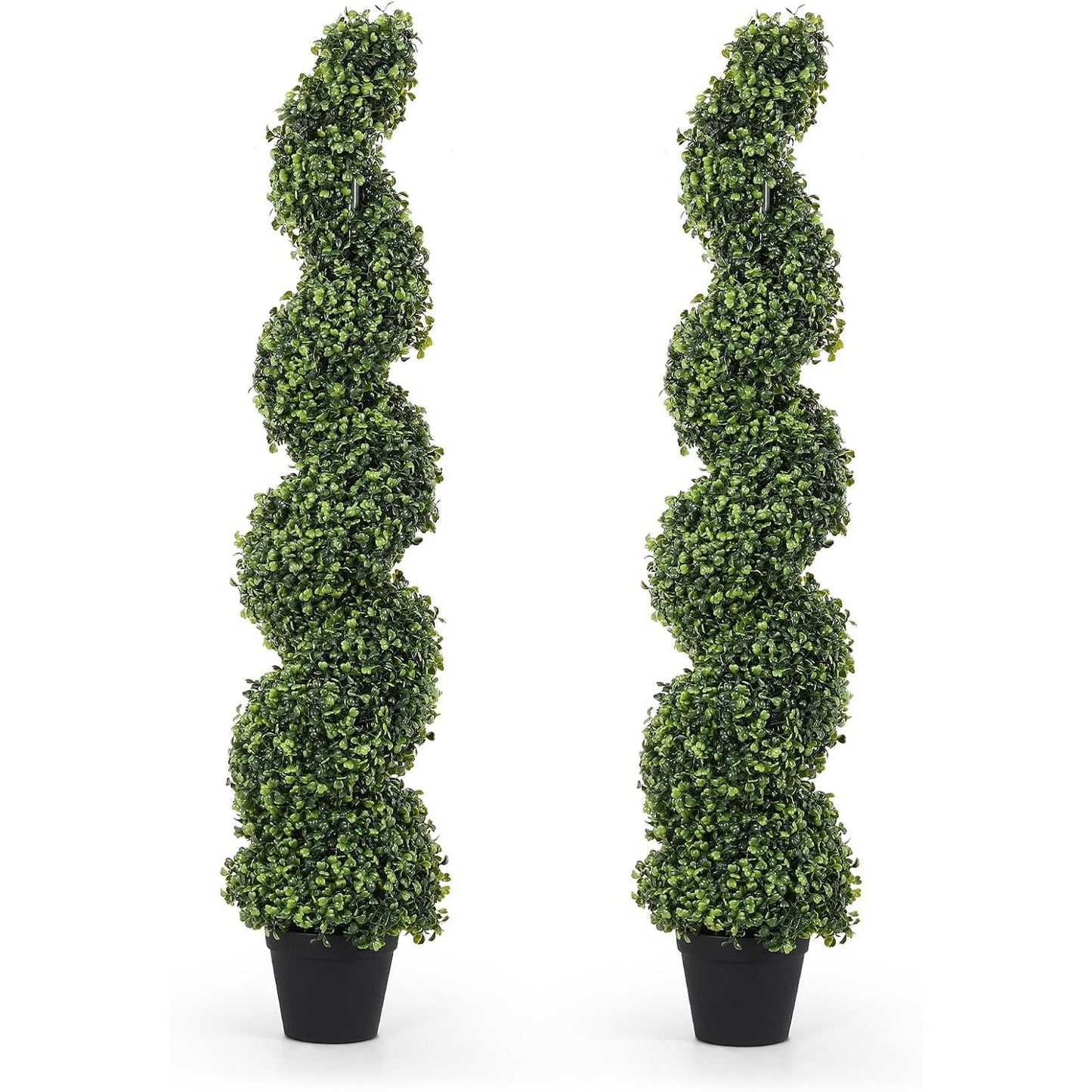 2 Stuks – Kunstplanten Spiraalvorm – 120 cm Nep Buxus Bomen voor Buiten – Kunstmatige Buxus Topiary Set – Twisted Boom voor Tuin Terras Voordeur Balkon – Weerbestendige Decoratieve Buxusplanten – Onderhoudsvrij en UV-Bestendig Groendecor