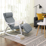 SONGMICS Schommelstoel Met Verstelbare Voetsteun – Relaxstoel Van Berkenhout Met Imitatielinnen Bekleding – Comfortstoel Voor Woonkamer Of Balkon – Lichtgrijs – 67 x 115 x 91 cm – Max. Draagvermogen 150 kg – Inclusief Kussen