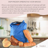 Herbruikbare Broodvriezer Zak - Voedselopslagcontainer Voor Brood - Eco-Vriendelijk en Dubbel Gevoerd - Houdt Brood Vers - Luchtdichte Sluiting - 17" L x 12 ½” B x 3 ½” H - Gemaakt van Gerecycleerde Flessen - Machine Wasbaar