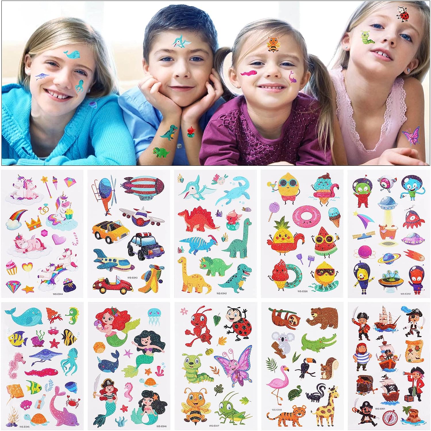 Tijdelijke tatoeages voor kinderen - Waterdichte tatoeages voor meisjes, - DIY - Verjaardagsfeestje voor kinderen - 10 Vellen