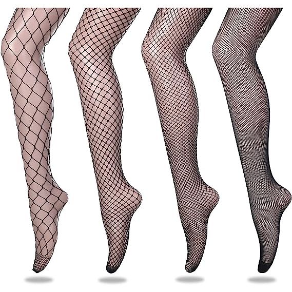 4 Delig - Sierlijke High Waist Fishnet Panty's - Verleidelijk en Comfortabel - Set van 4 paar - Zwart