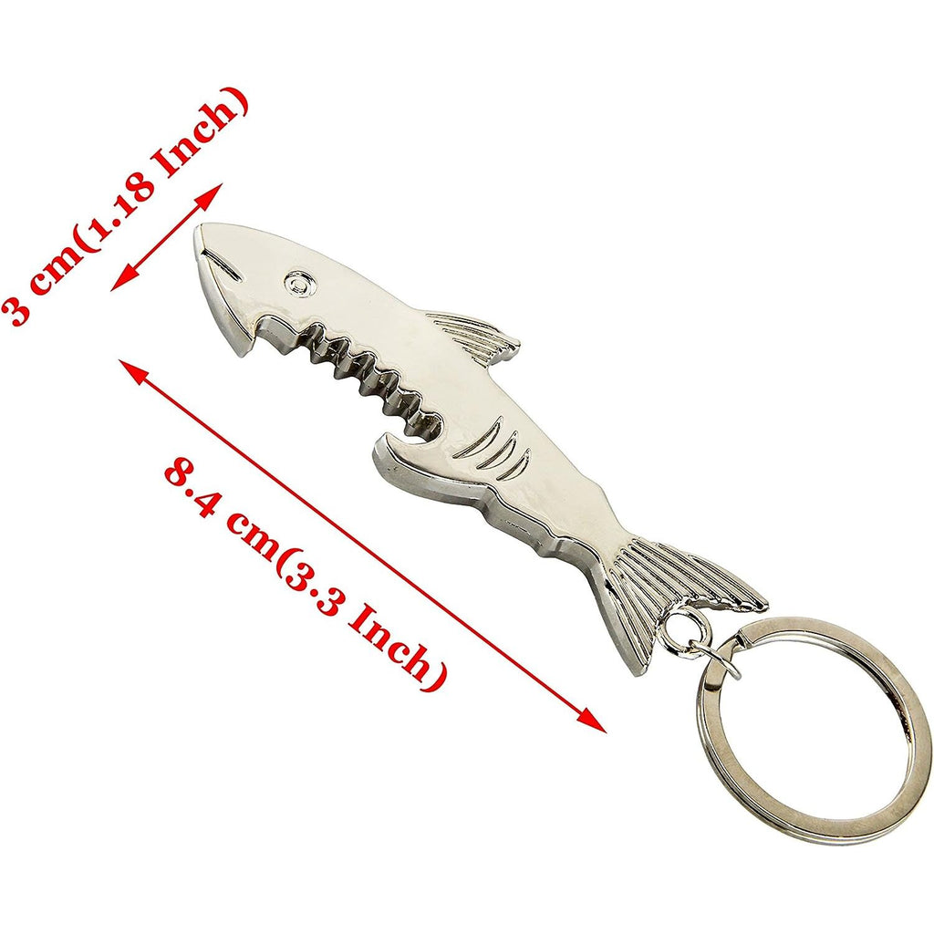 Zilverkleurige Haai Sleutelhanger Flesopeners - Unieke Accessoires voor Gemak en Stijl - Set van 4